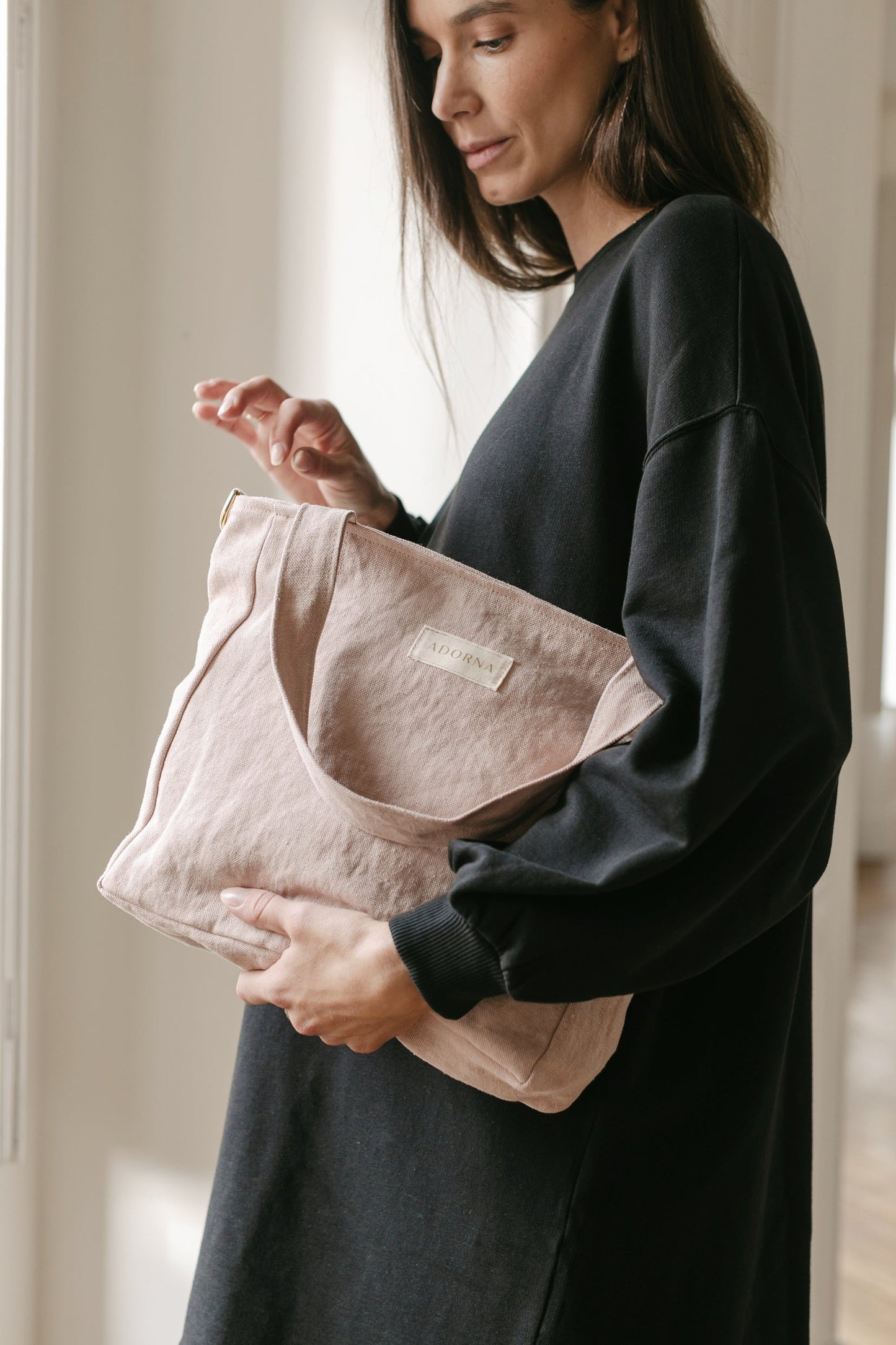 Romy, le cabas S zippé en lin personnalisé
