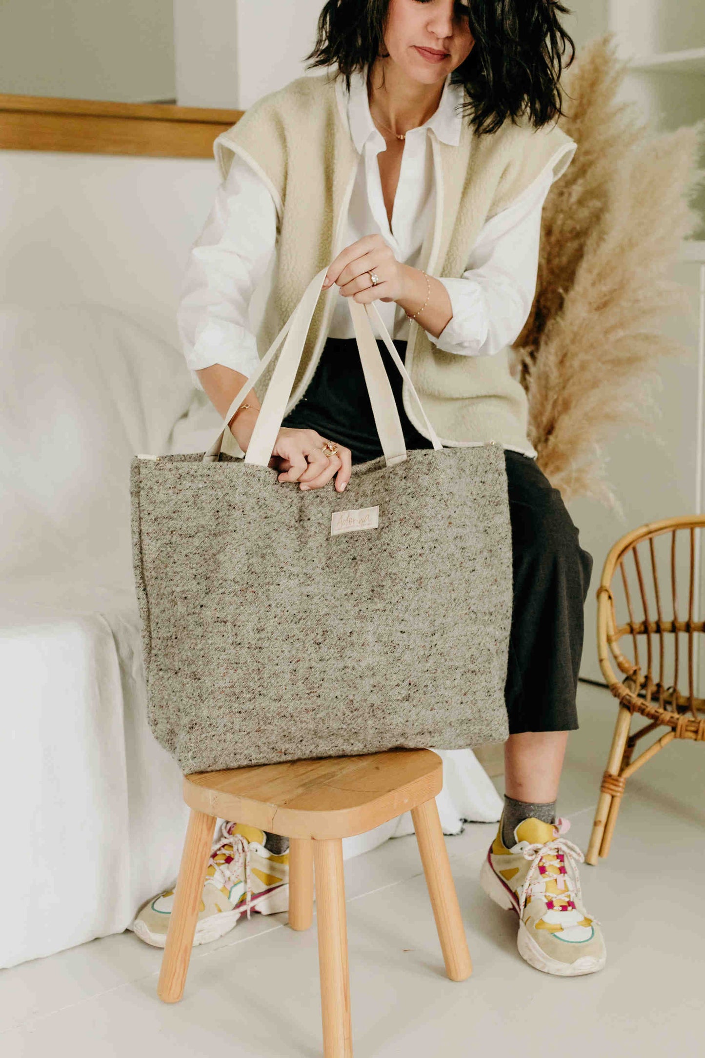 Anna, le cabas M en laine & lin