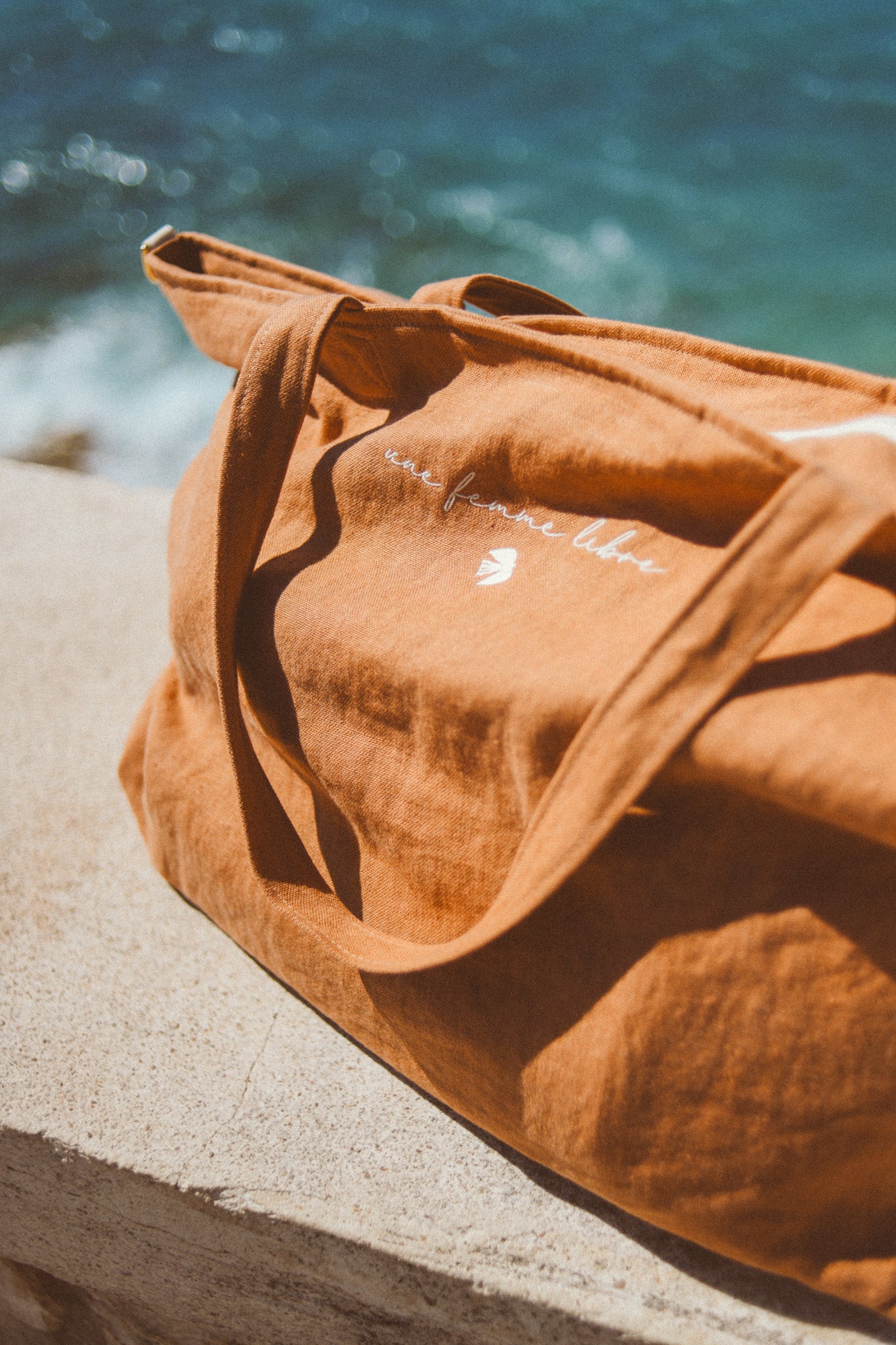 Alba, le sac XL zippé en lin personnalisé