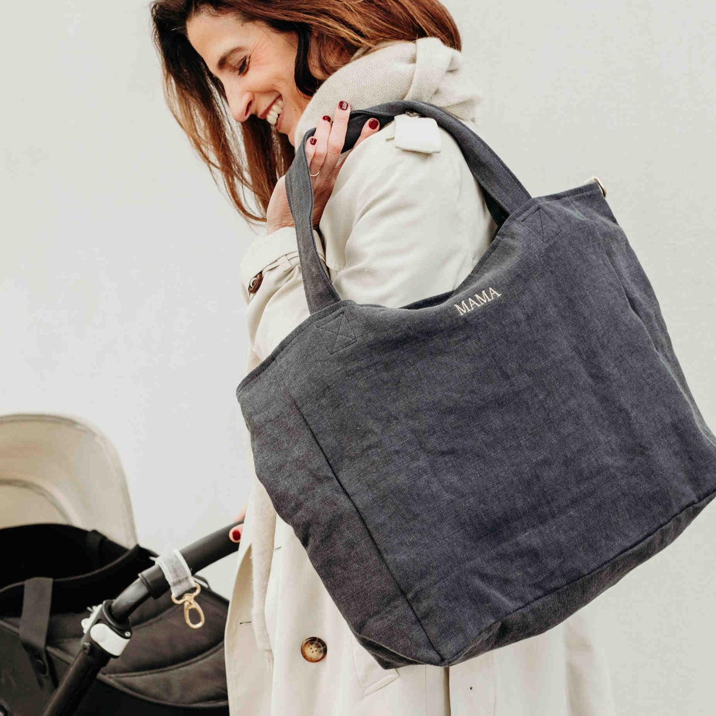 Isia, le Cabas M zippé en lin personnalisé